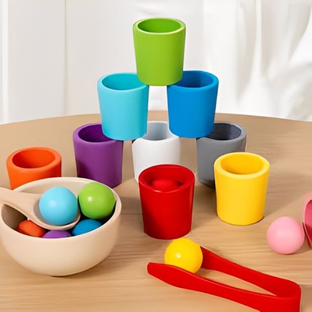 Rainbow Balls in Cups Toddler Toy