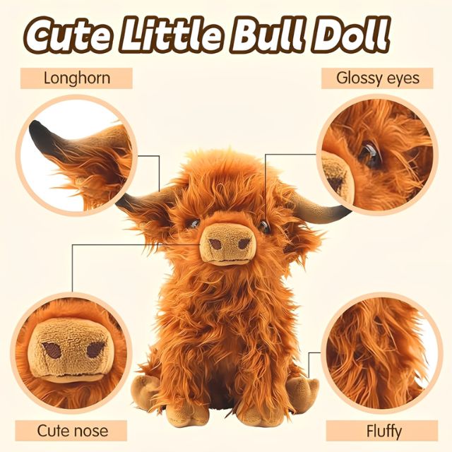 Highland Cow Plush Stuffed Animal Toy for Kids