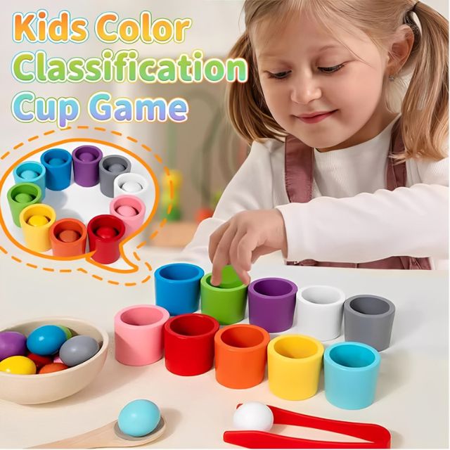 Rainbow Balls in Cups Toddler Toy