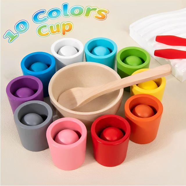 Rainbow Balls in Cups Toddler Toy