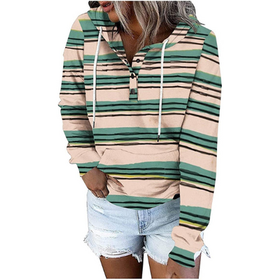 Womens Long Sleeve Gradient Loose Casual Hooded Pocket Sweatshirt